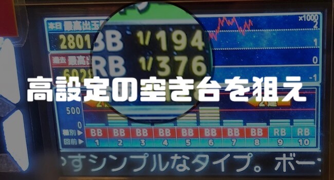 高設定台の空き台を拾う
